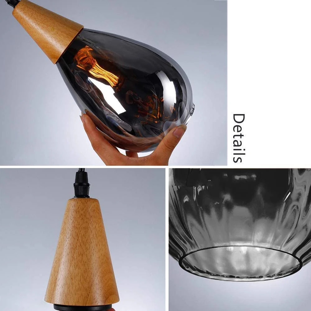 Скандинавский светодиодный подвесной светильник s капли воды стекло дерево