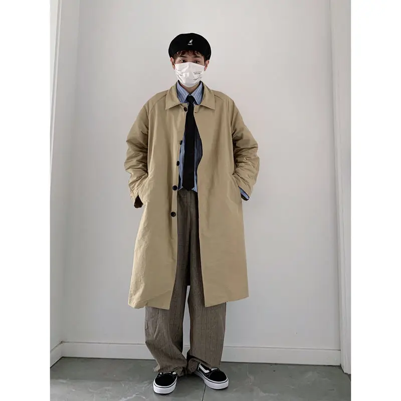 

2020Spring And Autumn New Youth Popular Korean Version Of The Simple Solid Color Loose Trench Coat Fashion Casual Mid-length Top