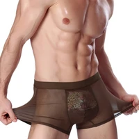 men sexy seamless underwear pants mens ultra thin transparent boxershorts male mid rise mesh slips homme panties boxer shorts