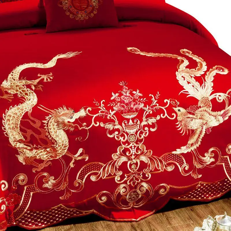 Новинка 2019 китайский классический набор постельного белья с рисунком дракона и