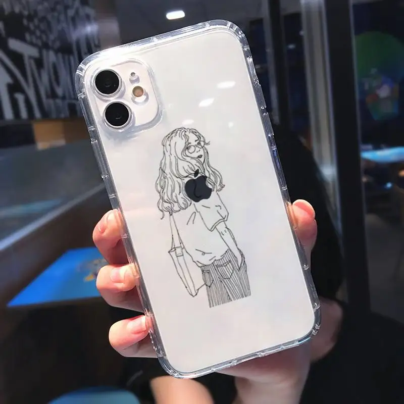 

Abstract Art Lines candy color Phone Case Transparent soft For iphone 5 5s 5c se 6 6s 7 8 11 12 plus mini x xs xr pro max