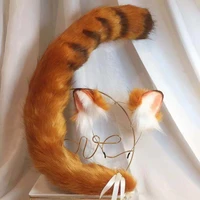 2021 new custom orange cat original ear simulation tail wolf ear cat ear fox ear hair band custom cosplay