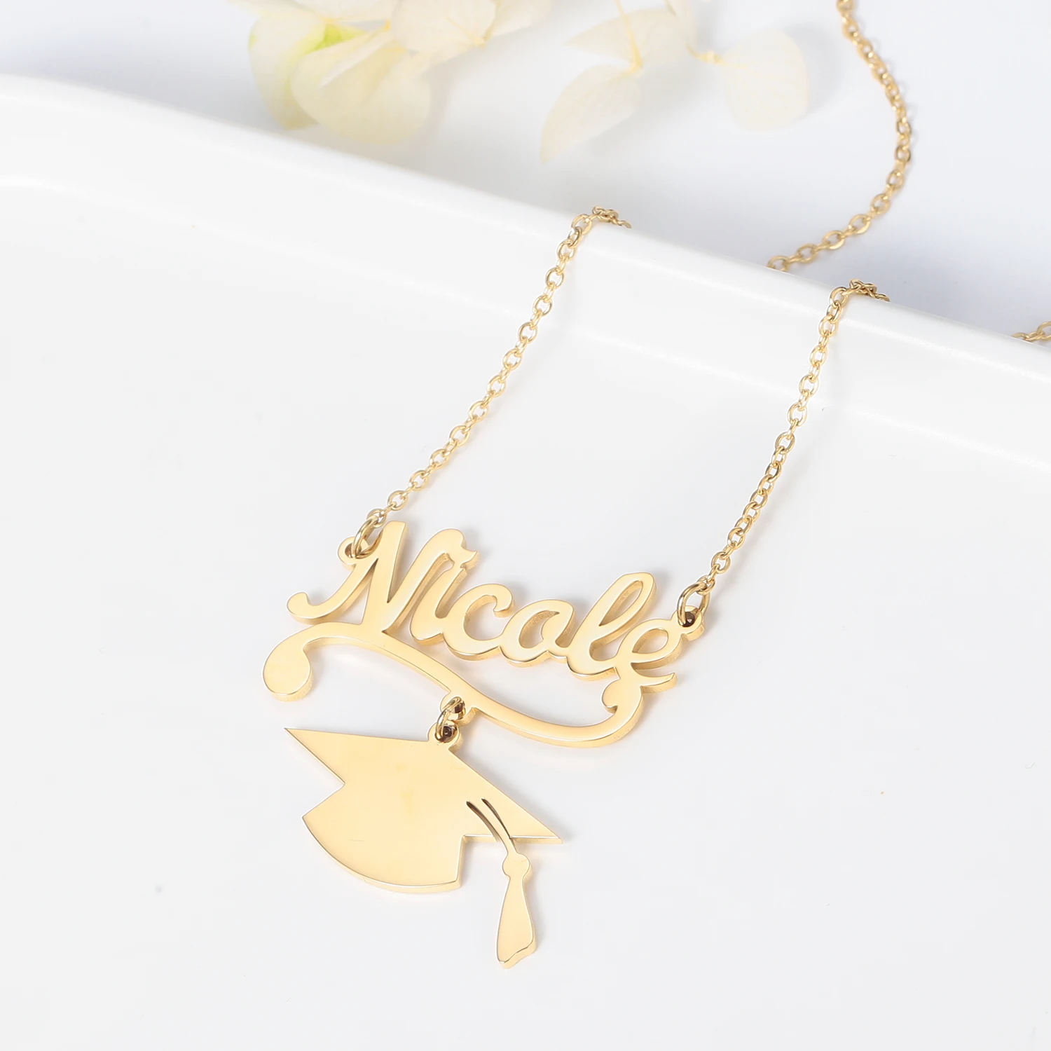 

MYDIY Custom Name Necklace WIth Graduation Gift Personalise Name Present For Best Friends Stainless Steel Names Jewelry Present