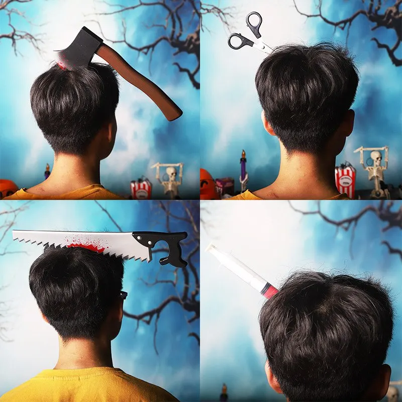 DIY поддельные пилы топор-нож страшный Хэллоуин повязка на голову приколы ужас