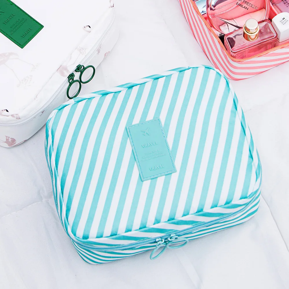 

The new twill material cosmetic bag storage wash bag color division cosmetic storage bag travel portable small square bag