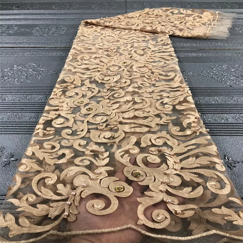 

Madison Beaded Lace Fabric Embroidery Stones White Color Elegant French Nigerian Latest Design Style High Quality New Style