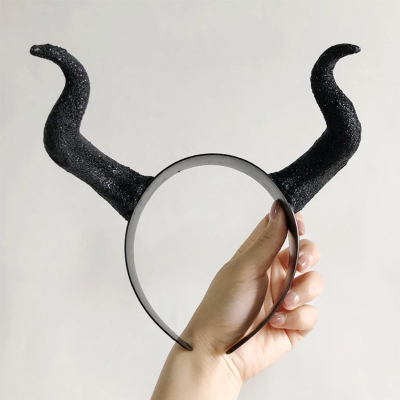 Обруч для волос с черной ведьмой на Хэллоуин длинная повязка голову из бычьего