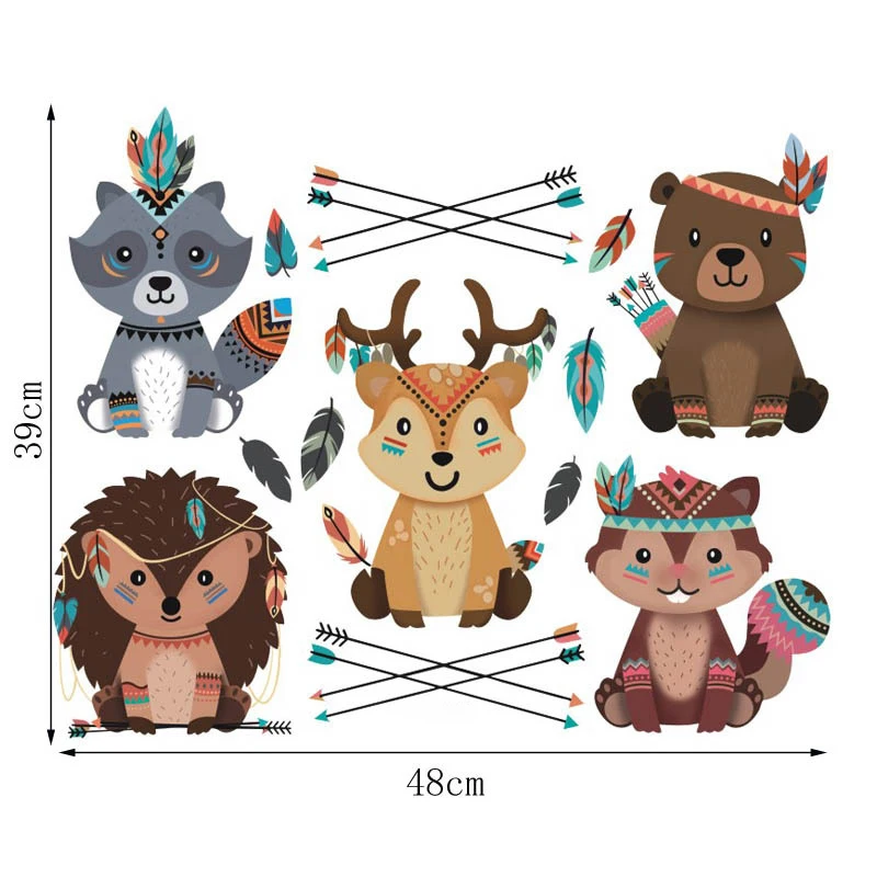 

Tofok New Personalized Nordic Jungle Animal Wall Stickers Bedroom Living Room Children's Room Creative Decorative Stickers