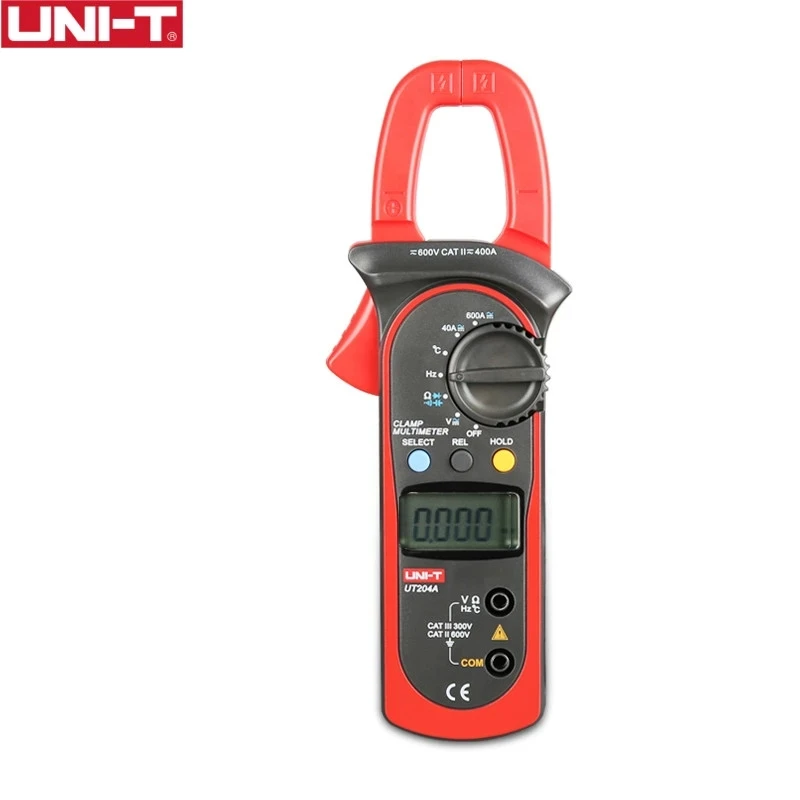 

UNI-T UT204A 600A AC DC Digital Clamp Meters Auto Range 600V Voltage Continuity Buzzer With Temperature Test