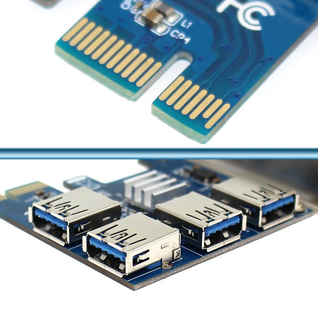 PCI E адаптер 1 поворот 4 Express слот 1x до 16x USB 3 0 карта расширения для майнинга PCIe