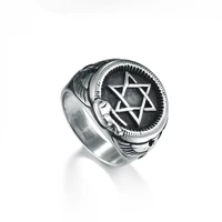 judaism ouroboros surrounding star of david totem ring for men fashion punk mysterious charm religious finger jewelry anillos