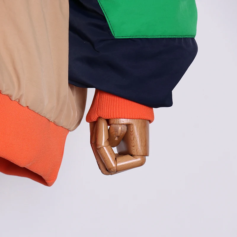 

TWOTWINSTYLE Hit Color Casual Cotton Coat For Women O Neck Long Sleeve Patchwork Korean Coats Female Fashion New Clothing Winter