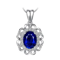 fashion necklace for women 925 silver jewelry oval sapphire zircon gemstones pendant wedding promise party ornaments wholesale