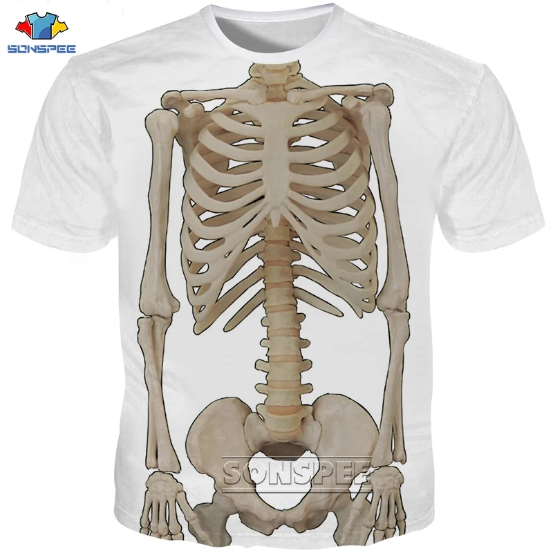 SONSPEE футболка со скелетом панк черепа футболки рок брендовая одежда 3d печати