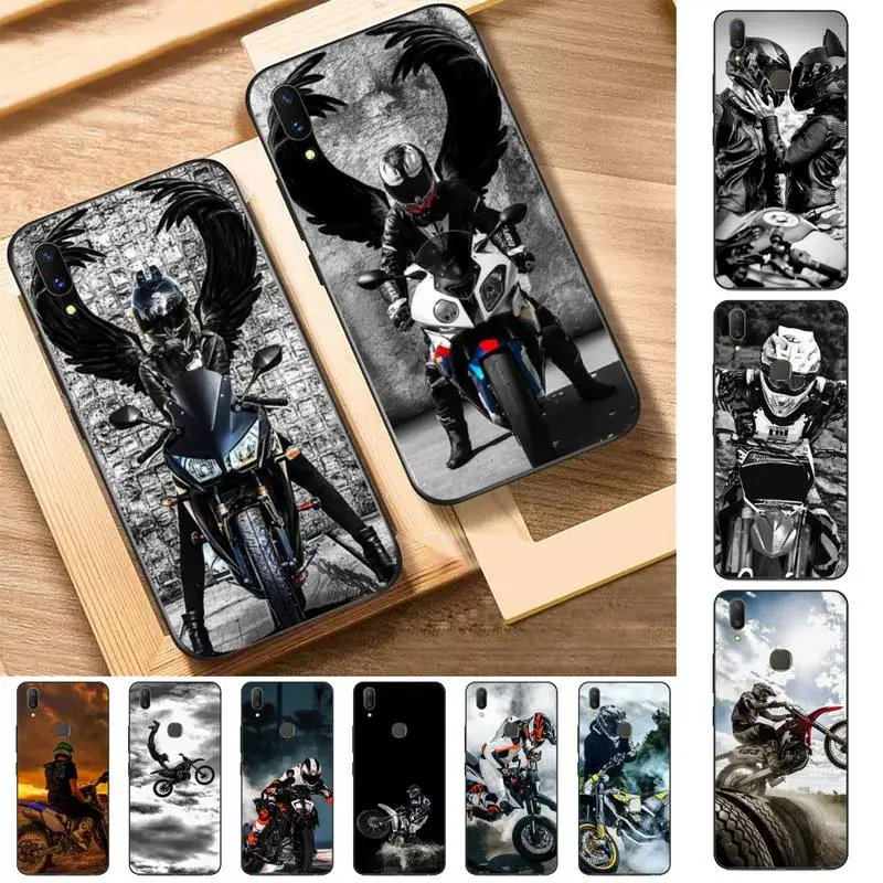 

FHNBLJ Motocross Cross Dirtbikes Phone Case for Vivo Y91C Y11 17 19 17 67 81 Oppo A9 2020 Realme c3