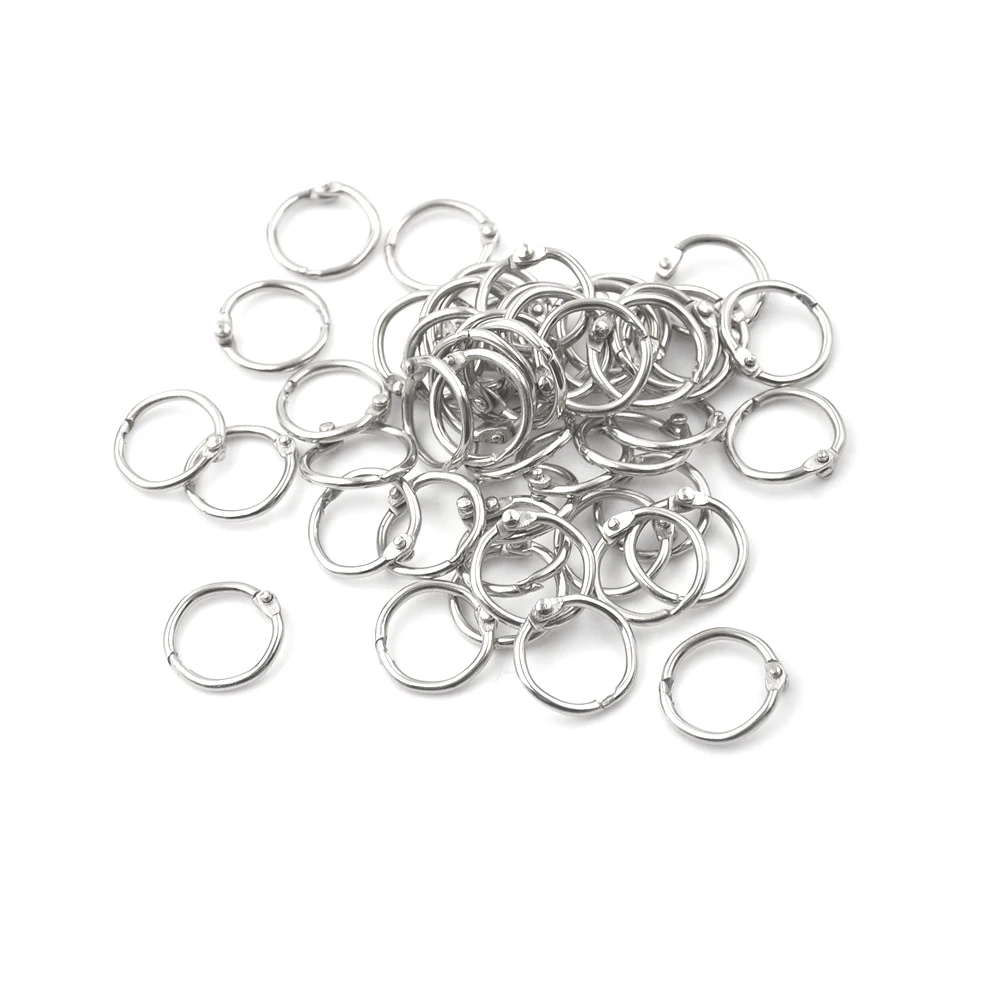 

50Pcs/set Metal Loose Leaf Ring Staple Book Binder 20mm Outer Diameter Loose Leaf Ring Keychain Circlip Rings