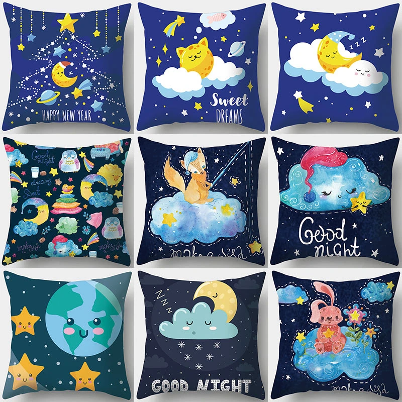 Облако звезда с изображением радуги Декоративная Подушка Наволочка Чехол для