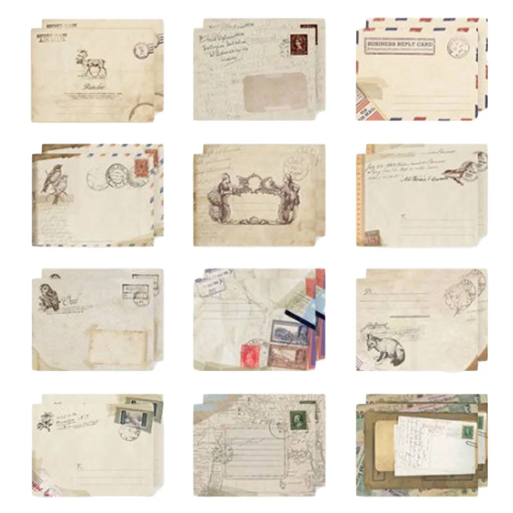 

12 pcs/set Vintage Small Mini Kraft Paper Window Envelopes wedding invitation envelope gift envelope