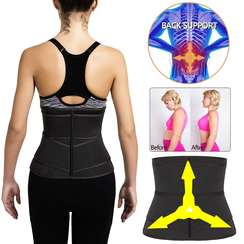 Women Waist Trainer Corset Sauna Sweat Faja Sport Girdle Slimming Shaper Abdominal Trimmer Belt Straps Modeling Black Plus Size