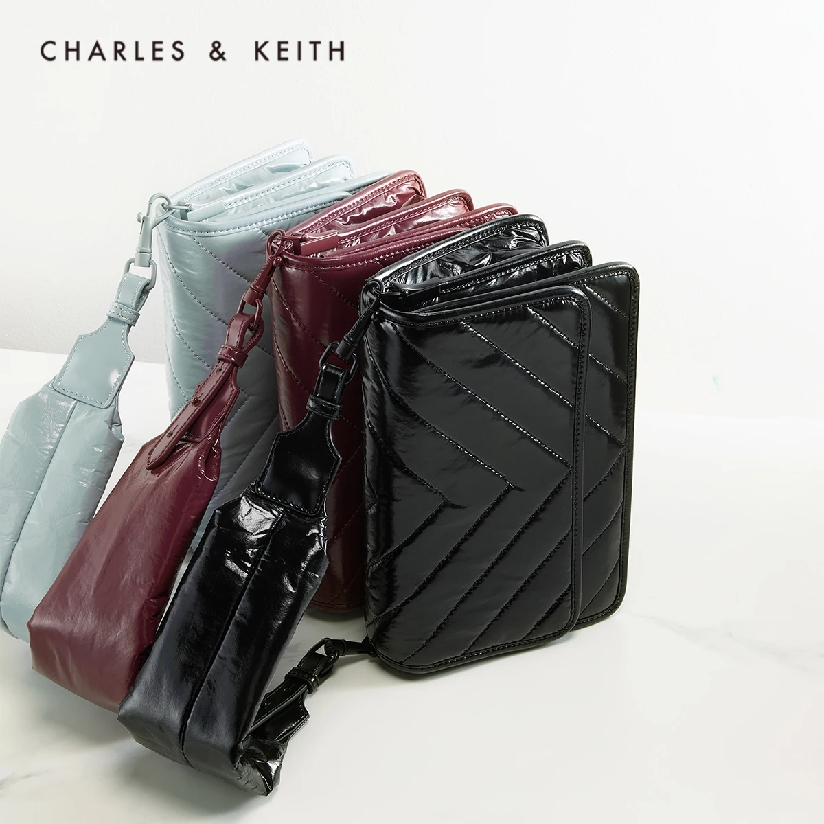 

CHARLES＆KEITH New Arrival for Spring2021CK2-80150977Women's shoulder bag V pattern material padded bag underarm bag