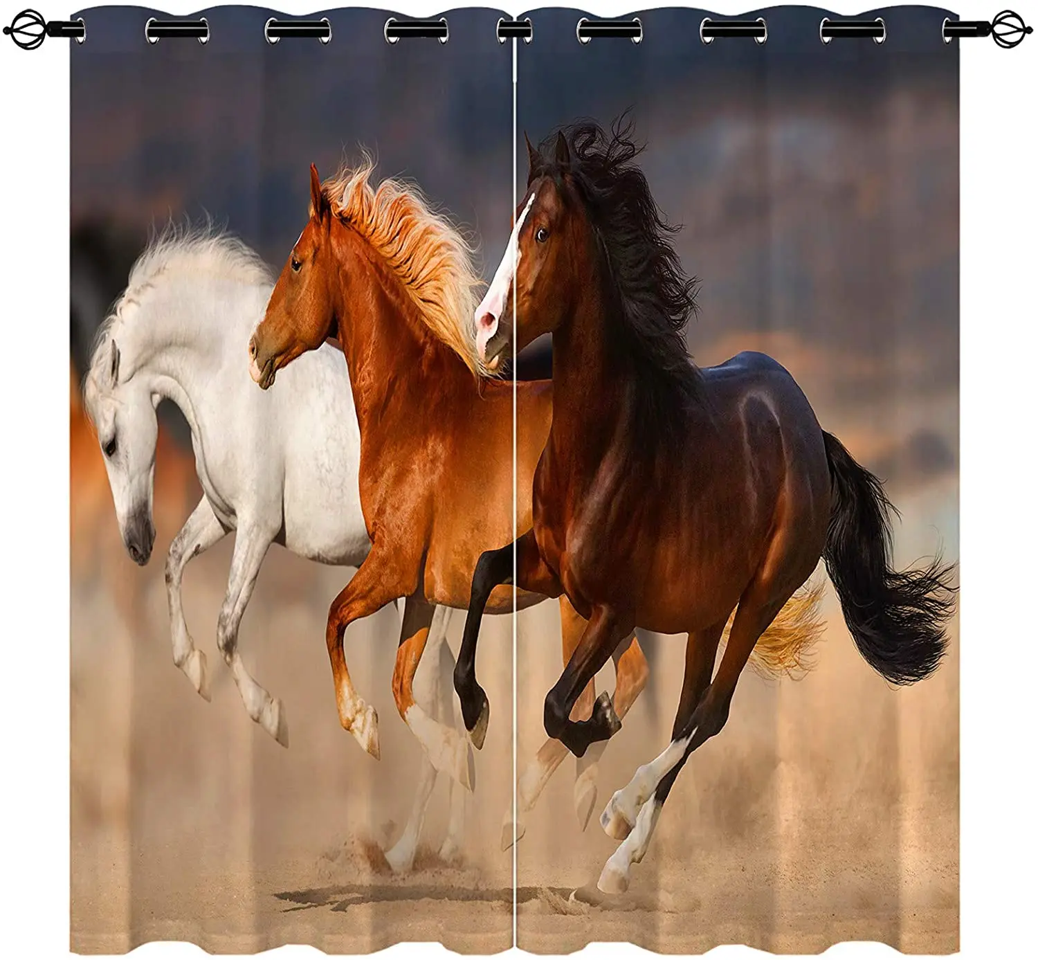 

Living Room Decoration Blackout Curtains 3 Horses Running Double Bedroom Living Room Luxury Curtains Can Be Short Curtains