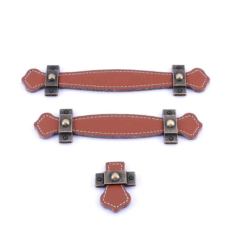 Винтажная кожаная мебель ручки 96 128 мм двери пояс Потяните для шкафа ящика Сумки