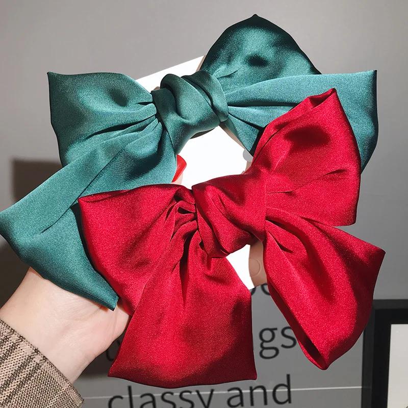 Женская заколка для волос с бантом однотонная Винтажная из шифона аксессуар
