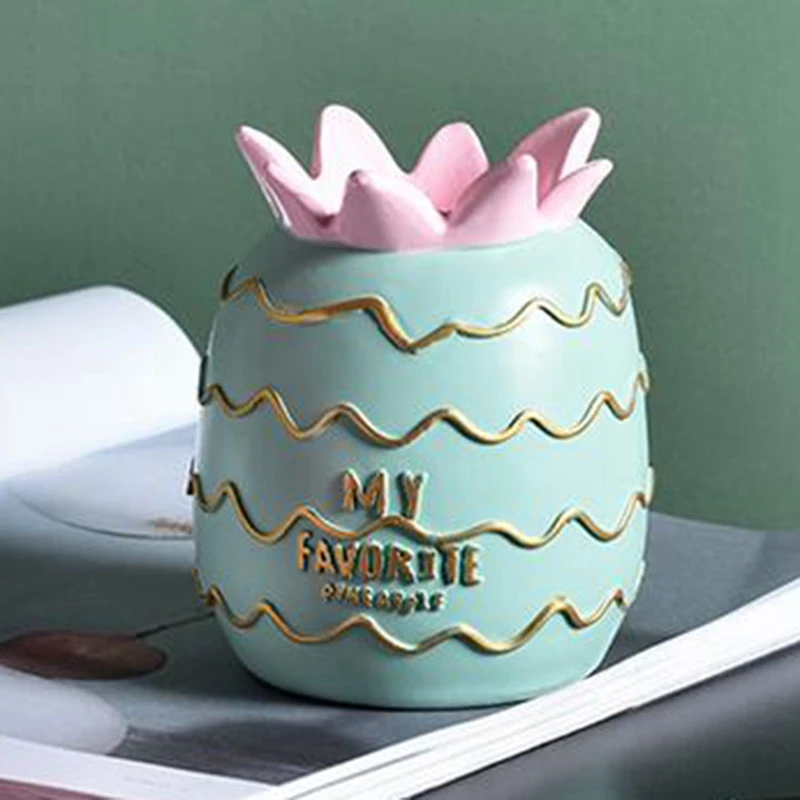 

Pineapple Resin Pen Holder Desk Organizer Pencil Pot for Girl Gift Makeup Brush Storage Box Office Desktop Decorations