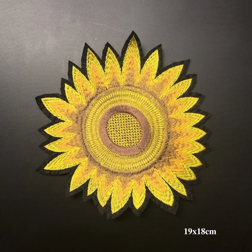 1 шт Большой Подсолнух патч вышивка железа на дешевые заплатки для одежды джинсы