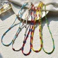 yumfeel new boho necklace fashion natural semi precious stone seed beads choker women handmade jewelry gifts