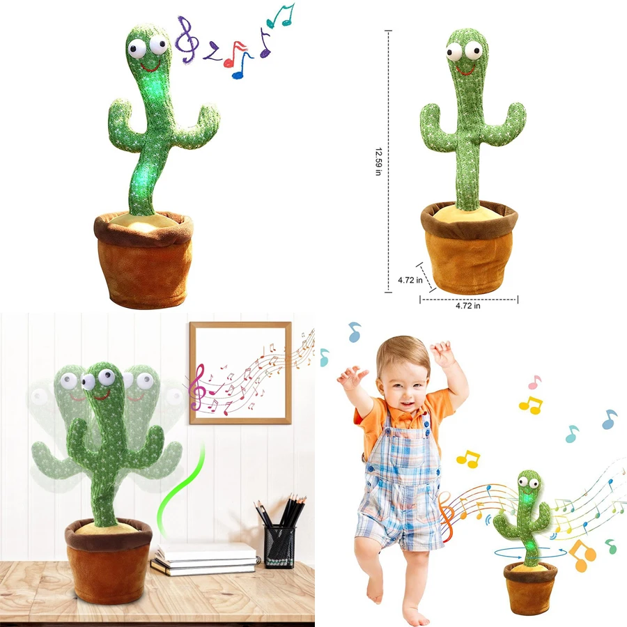 

Funny 32cm Electric Dancing Plant Cactus Plush Stuffed Toy with Music for Kids Children Gifts Home Office Decoration