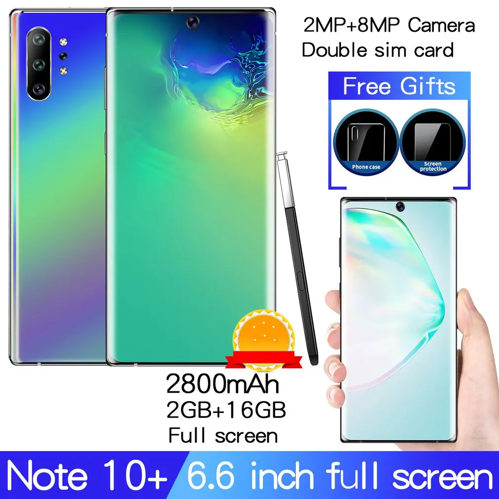 

Note10+ 6.6 inch Colorful smart phone 2+16g Front camera with perforated screen Android dual card dual standby