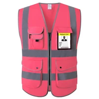 pink safety vest for women safety vest reflective extra small for women lady girl high visibility zipper front multi pockets