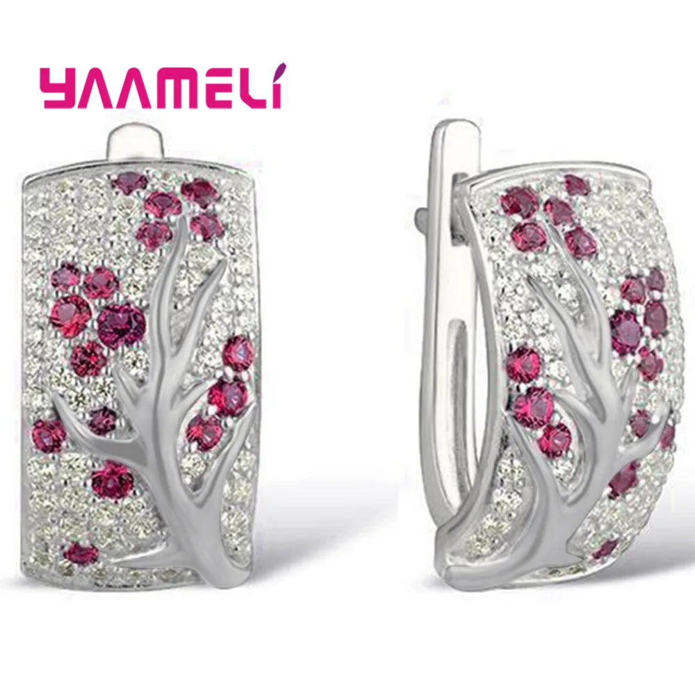 Женские серьги из серебра 925 пробы с мелкими фианитами изысканные цветные