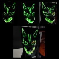 halloween led streamer full face mask men and women party wolf head ghost face clown horror glow mask