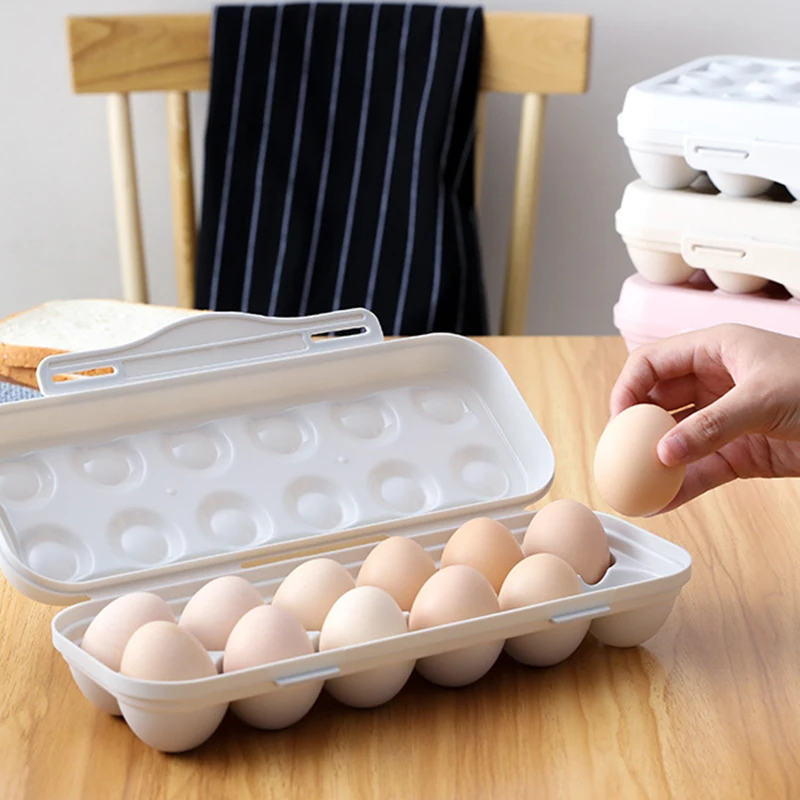 

Portable Outdoor Anti-collision Plastic Egg Box Food Container Kitchen Supplies 12Grid Transparent Egg Refrigerator Storage Box