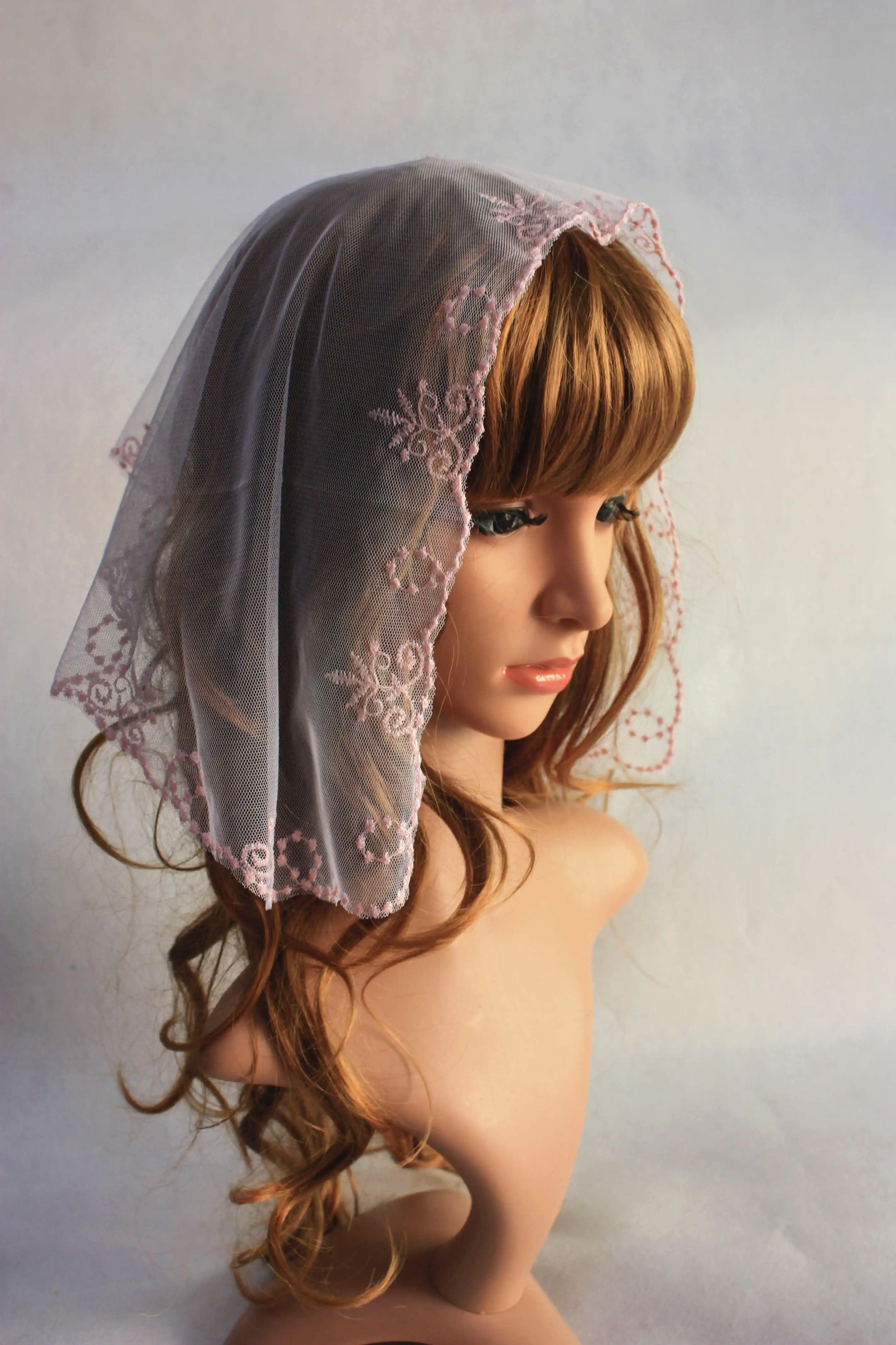 Вышитая церковная Дамская повязка на голову Фата Мантилья католическая вуаль