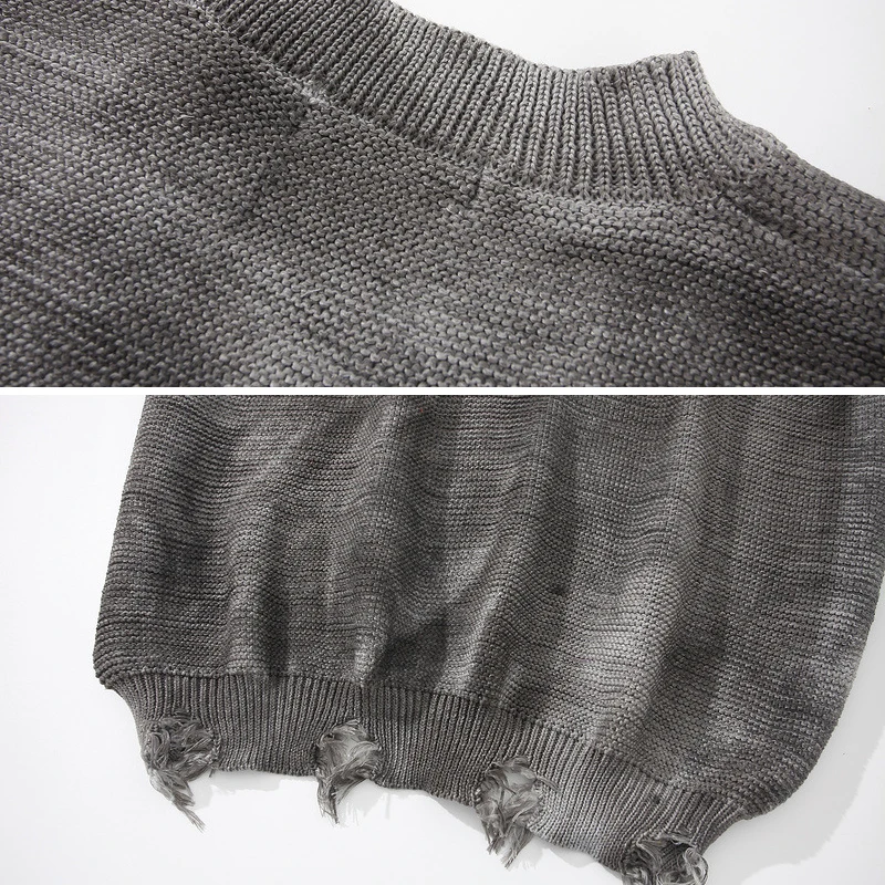 

Una Reta Tie Dye Sweater Vest Men New Streetwear Men's Vests V Neck Pullover Men Sleeveless Sweater Holes Men's Sweater