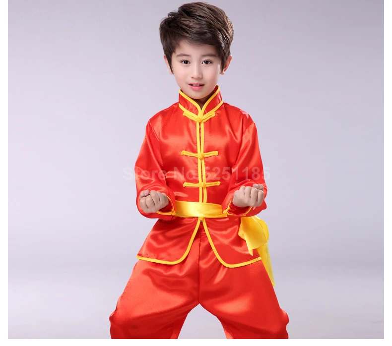 Детские единоборства, традиционный китайский Hanfu ушу кунг-фу форма, спортивный костюм Тай Чи топы, штаны Костюмы комплект Косплэй костюм