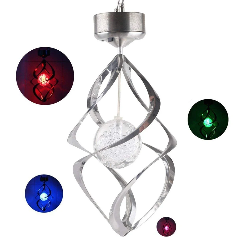 

Solar Wind Chime Light LED Color Changing Hanging Wind Light Outdoor Spiral Spinning Lamp For Garden Yard Lawn Balcony Lights