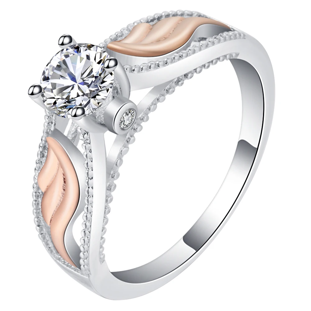 

New Silver Gold Color Ring Classic Exquisite Temperament Female Models Inlaid Zircon Hand Jewelry