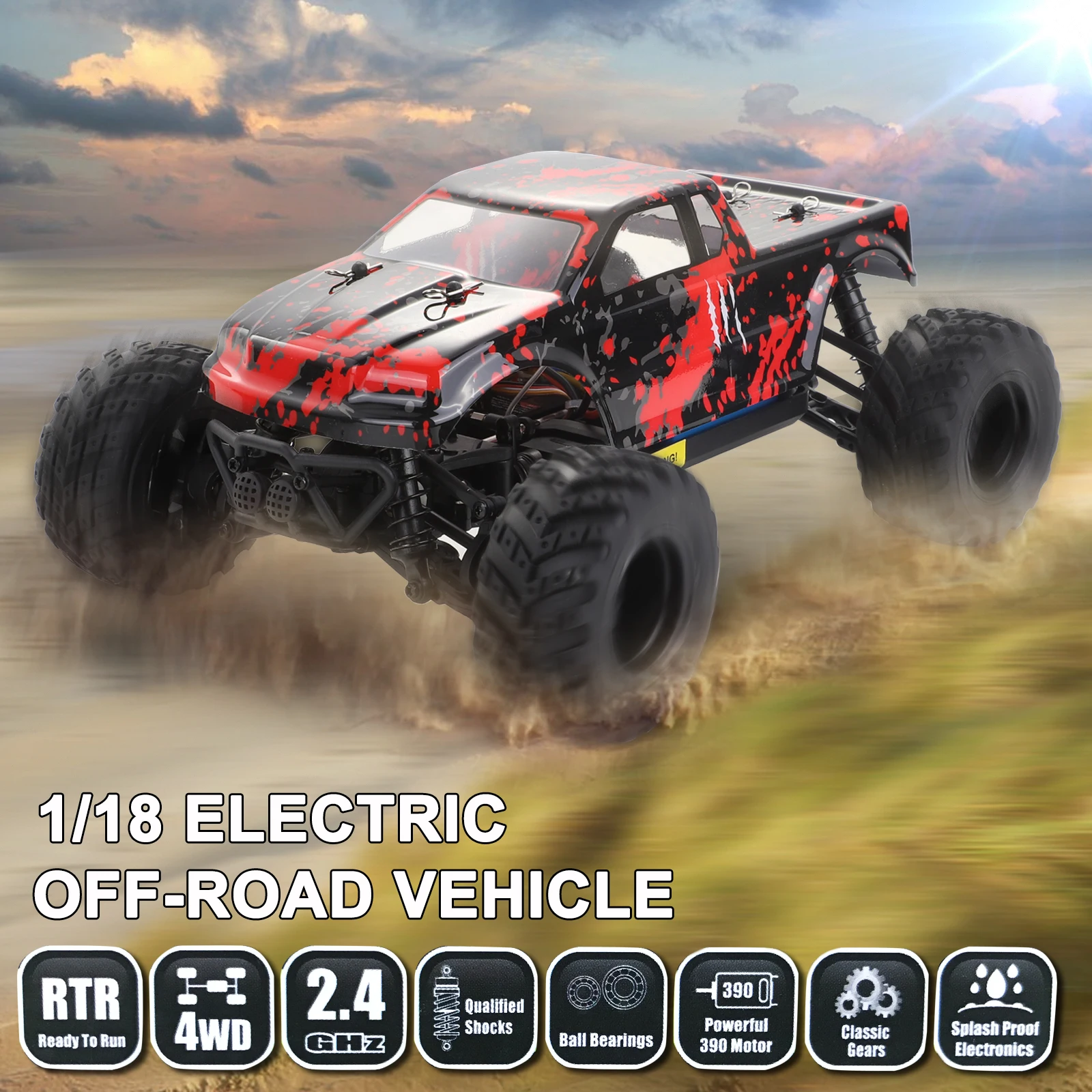 18859 1/18 2,4G 4WD 30 км/ч RC грузовик Водонепроницаемый высокое Скорость с электрическим приводом по бездорожью для маленьких мальчиков Игрушки Подарки Для мальчиков 10 лет