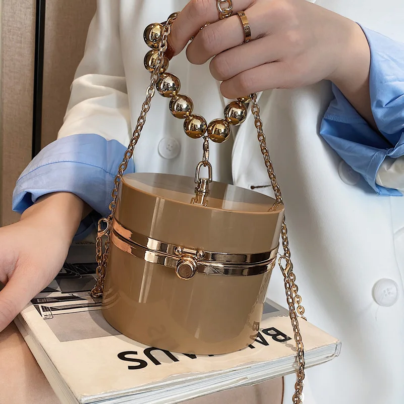 Acrylic Round Purses and Handbags for Women Sequin Beaded Shoulder Chain Bag Small Crossbdoy Party Pouch Clutches | Багаж и сумки