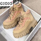 Ботинки мартинсы женские на массивной платформе, в готическом стиле, на шнуровке