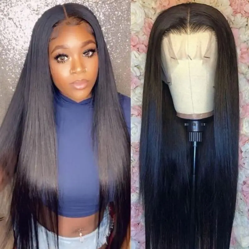 

26'Synthetic Straight Lace Front Wigs For Women Long Straight Fake Natural Hair Wig Middle part Straight Lace Synthetic Hair Wig