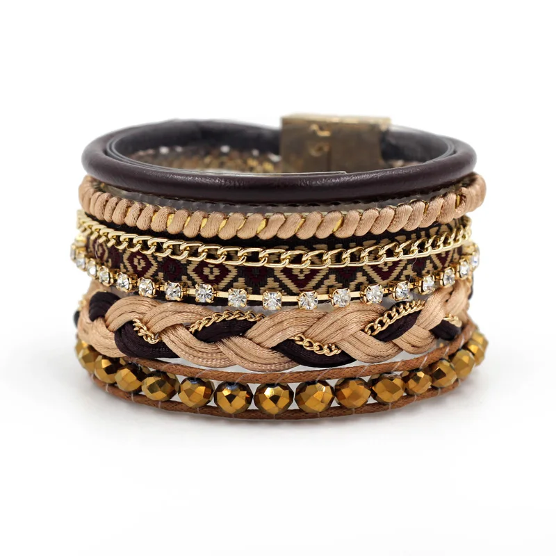 Мужской кожаный браслет VONNOR браслеты с камнями аксессуары для женщин и мужчин