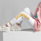 Леггинсы для девочек, Осень-зима 2019, модные черные, белые, серые брюки-карандаш с надписью, спортивные штаны для мальчиков и девочек 2019