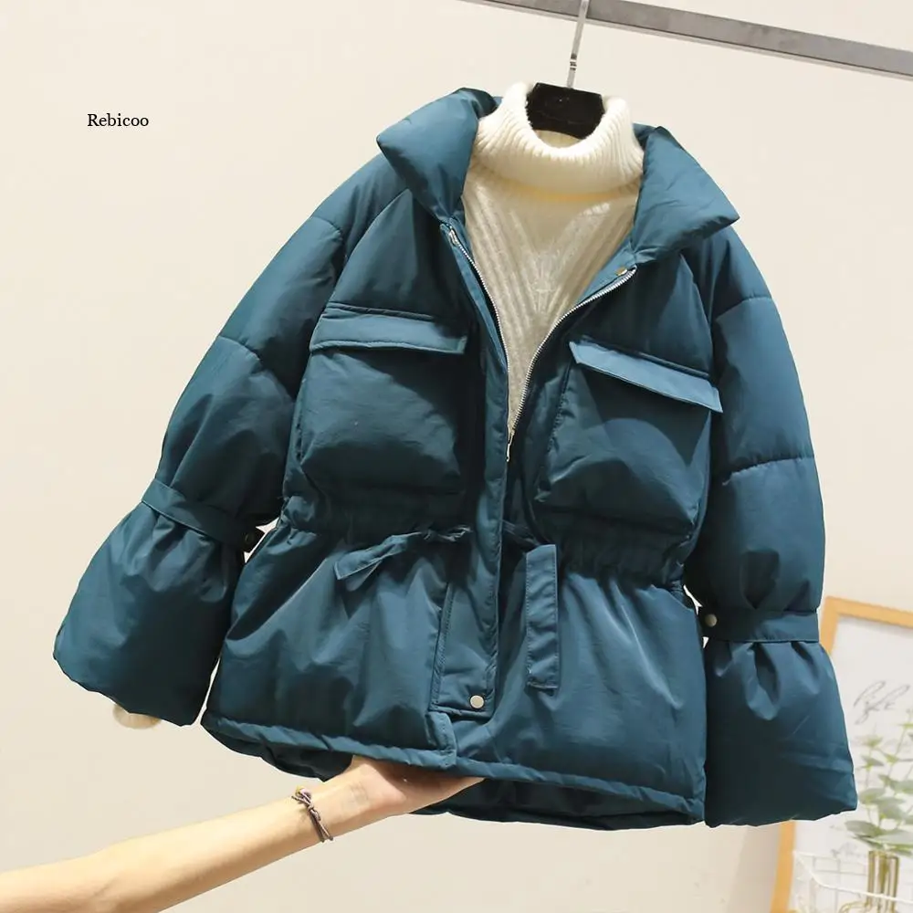 Куртка женская короткая из хлопка с стандартным воротником Осень-зима |