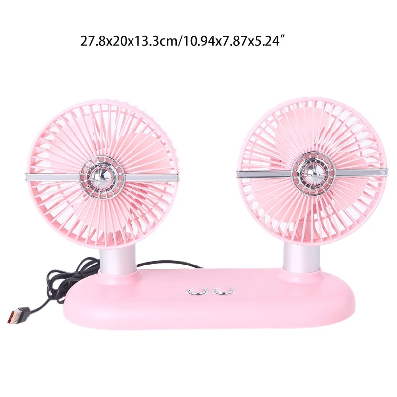 

Dual Head Car Fan Automobile Vehicle Fan Powerful Quiet Ventilation Electric Car Fans with Comfortable USB Plug for Car