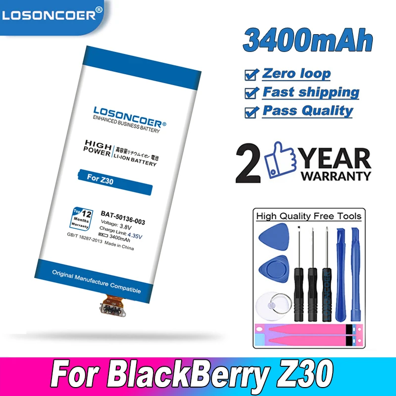 Аккумулятор LOSONCOER 3400 мАч для BlackBerry Z30 BAT 50136 003 аккумулятор сотового телефона +